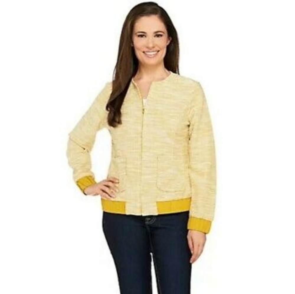 Issac Mizrahi yellow textured jacket